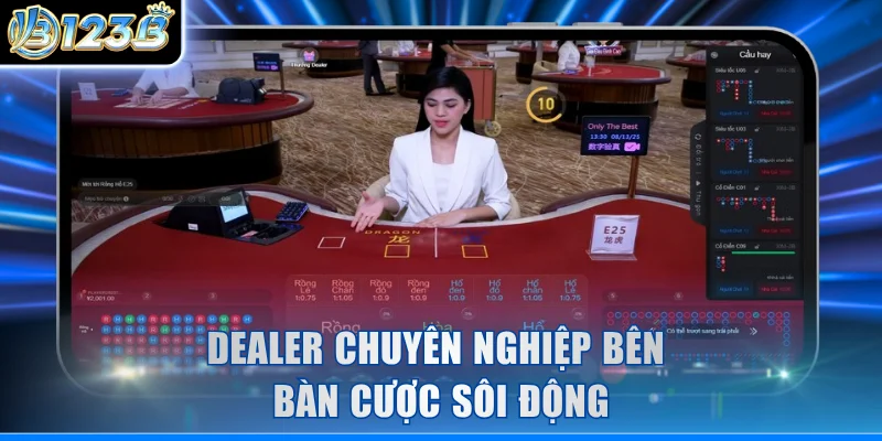 Dealer chuyên nghiệp bên bàn cược sôi động