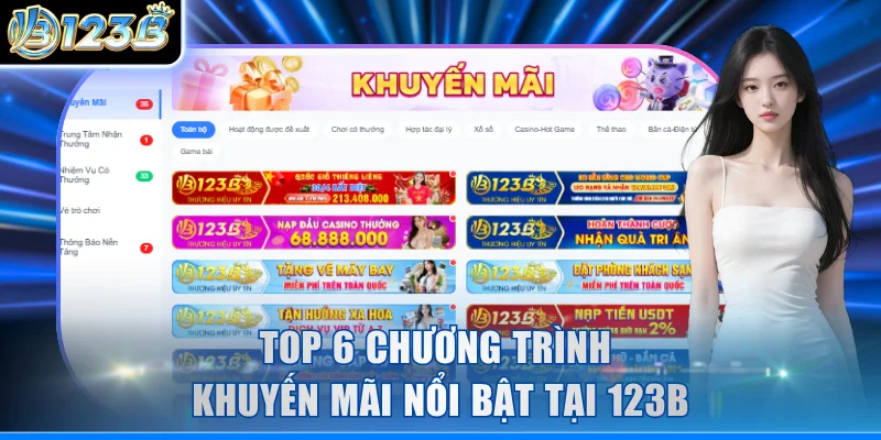 Top 6 chương trình khuyến mãi nổi bật tại 123B